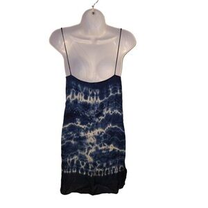 Tie-Dye Navy Blue & White Slip Dress